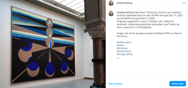 Screenshot of the writer's Instagram post about the exhibition's extension