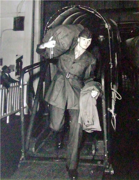 Jim Brewton disembarks from Korea 1953